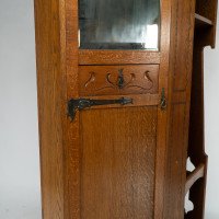 Shapland & Petter, attributed. An Arts & Crafts Oak Hall Cupboard with Flaring Cornice - Thumbnail 9