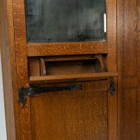 Shapland & Petter, attributed. An Arts & Crafts Oak Hall Cupboard with Flaring Cornice - Thumbnail 11