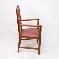 A Set of Four Arts & Crafts Dining Chairs with Nicely Carved Floral Decoration - Thumbnail 7
