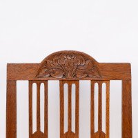 A Set of Four Arts & Crafts Dining Chairs with Nicely Carved Floral Decoration - Thumbnail 9