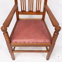A Set of Four Arts & Crafts Dining Chairs with Nicely Carved Floral Decoration - Thumbnail 10