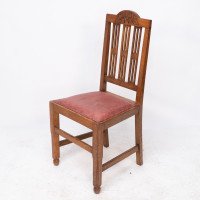 A Set of Four Arts & Crafts Dining Chairs with Nicely Carved Floral Decoration - Thumbnail 13