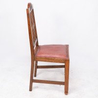 A Set of Four Arts & Crafts Dining Chairs with Nicely Carved Floral Decoration - Thumbnail 15