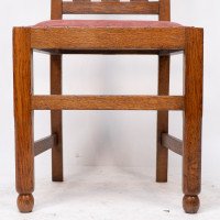 A Set of Four Arts & Crafts Dining Chairs with Nicely Carved Floral Decoration - Thumbnail 18