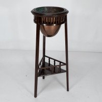 Shapland & Petter. A Rare Arts & Crafts Two-tier Mahogany Three-leg Plant Stand - Thumbnail 2