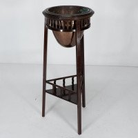 Shapland & Petter. A Rare Arts & Crafts Two-tier Mahogany Three-leg Plant Stand - Thumbnail 4