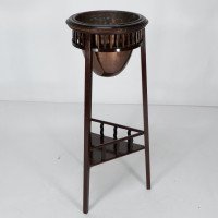 Shapland & Petter. A Rare Arts & Crafts Two-tier Mahogany Three-leg Plant Stand - Thumbnail 5