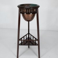 Shapland & Petter. A Rare Arts & Crafts Two-tier Mahogany Three-leg Plant Stand - Thumbnail 6