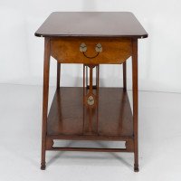 Leonard Wyburd for Liberty & Co., Rare Arts & Crafts Two-tier Mahogany Side Table - Thumbnail 4