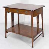 Leonard Wyburd for Liberty & Co., Rare Arts & Crafts Two-tier Mahogany Side Table - Thumbnail 3