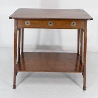 Leonard Wyburd for Liberty & Co., Rare Arts & Crafts Two-tier Mahogany Side Table - Thumbnail 6