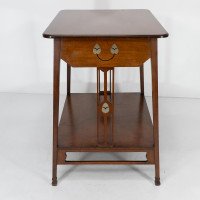 Leonard Wyburd for Liberty & Co., Rare Arts & Crafts Two-tier Mahogany Side Table - Thumbnail 7