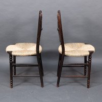 Morris & Co. Ford Madox Brown. Pair of Aesthetic Movement rush seat side chairs Sussex range - Thumbnail 4