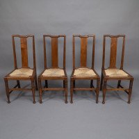 Morris & Co., Possibly Designed by W. Lethaby. A Set of Four Oak Dining Chairs - Thumbnail 2