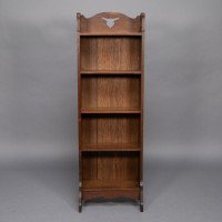 Liberty & Co., A Slim Arts & Crafts Oak Bookcase with Stylized Floral Cut-outs - Thumbnail 3