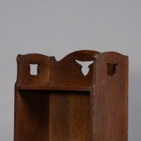 Liberty & Co., A Slim Arts & Crafts Oak Bookcase with Stylized Floral Cut-outs - Thumbnail 9