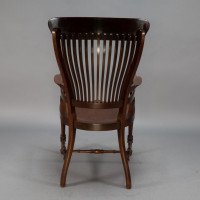 E. W. Godwin, attributed. For James Peddle or Smee. A Tall Back Serpentine Shape Walnut Armchair - Thumbnail 16