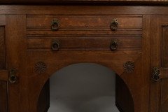 Charles Locke Eastlake Arts & Crafts Oak Dresser with Shelves & Carved Florets - Thumbnail 12