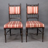 R. Whytock & Co., A Rare Set of Four Aesthetic Movement Walnut Ebonized & Parcel Gilt Side Chairs - Thumbnail 3