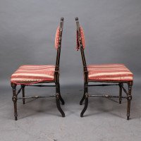 R. Whytock & Co., A Rare Set of Four Aesthetic Movement Walnut Ebonized & Parcel Gilt Side Chairs - Thumbnail 4
