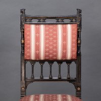 R. Whytock & Co., A Rare Set of Four Aesthetic Movement Walnut Ebonized & Parcel Gilt Side Chairs - Thumbnail 7