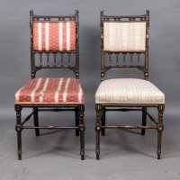 R. Whytock & Co., A Rare Set of Four Aesthetic Movement Walnut Ebonized & Parcel Gilt Side Chairs - Thumbnail 12