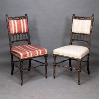 R. Whytock & Co., A Rare Set of Four Aesthetic Movement Walnut Ebonized & Parcel Gilt Side Chairs - Thumbnail 11