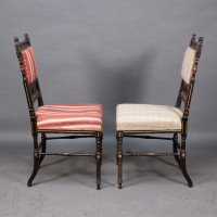 R. Whytock & Co., A Rare Set of Four Aesthetic Movement Walnut Ebonized & Parcel Gilt Side Chairs - Thumbnail 14