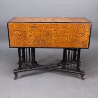 Aesthetic Movement Scissor Action Drop Leaf Side Table Made From Hungarian Ash - Thumbnail 9