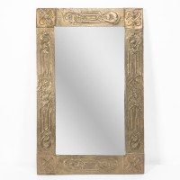 Margaret Gilmour School. An Arts & Crafts Oblong Brass Mirror - Thumbnail 1