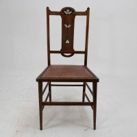 Arts & Crafts Side Chair with Ebony Pewter Inlays, probably Waring & Gillow - Thumbnail 2