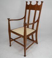 G. M. Ellwood for J. S. Henry. An Oak Dining Armchairs with Throne Like Capped Finials - Thumbnail 3