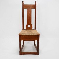 Shapland & Petter, Baillie Scott Style Of, Arts & Crafts Oak Rush Seated Chair - Thumbnail 2