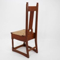 Shapland & Petter, Baillie Scott Style Of, Arts & Crafts Oak Rush Seated Chair - Thumbnail 12