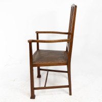 Liberty & Co., Attributed – Arts and Crafts Walnut Armchair with Heart Inlays - Thumbnail 4