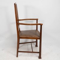 Liberty & Co., Attributed – Arts and Crafts Walnut Armchair with Heart Inlays - Thumbnail 5