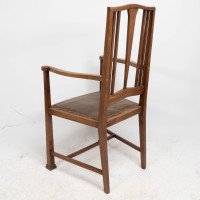 Liberty & Co., Attributed – Arts and Crafts Walnut Armchair with Heart Inlays - Thumbnail 15