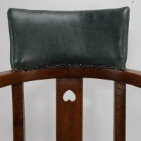 E. A. Taylor, attributed. An Arts & Crafts Oak Tub Chair with a Pierced Heart - Thumbnail 8