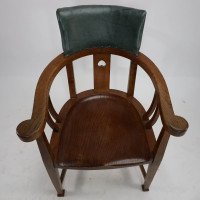 E. A. Taylor, attributed. An Arts & Crafts Oak Tub Chair with a Pierced Heart - Thumbnail 9