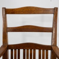 Walter Cave Attributed – Arts and Crafts Pair of Oak Armchairs with Curved Backs - Thumbnail 6
