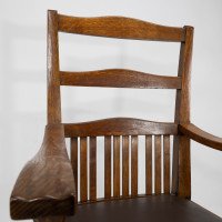 Walter Cave Attributed – Arts and Crafts Pair of Oak Armchairs with Curved Backs - Thumbnail 7