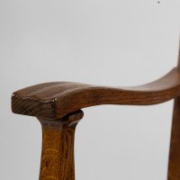 Walter Cave Attributed – Arts and Crafts Pair of Oak Armchairs with Curved Backs - Thumbnail 9