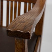 Walter Cave Attributed – Arts and Crafts Pair of Oak Armchairs with Curved Backs - Thumbnail 11