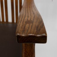 Walter Cave Attributed – Arts and Crafts Pair of Oak Armchairs with Curved Backs - Thumbnail 12