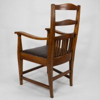 Walter Cave Attributed – Arts and Crafts Pair of Oak Armchairs with Curved Backs - Thumbnail 14
