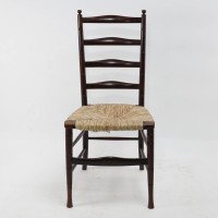 Liberty & Co., An English Aesthetic Movement Walnut Ladder Back Rush Seat Chair - Thumbnail 2