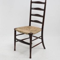 Liberty & Co., An English Aesthetic Movement Walnut Ladder Back Rush Seat Chair - Thumbnail 3