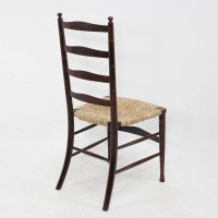Liberty & Co., An English Aesthetic Movement Walnut Ladder Back Rush Seat Chair - Thumbnail 12
