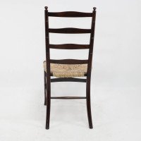 Liberty & Co., An English Aesthetic Movement Walnut Ladder Back Rush Seat Chair - Thumbnail 13