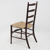 Liberty & Co., An English Aesthetic Movement Walnut Ladder Back Rush Seat Chair - Thumbnail 14
